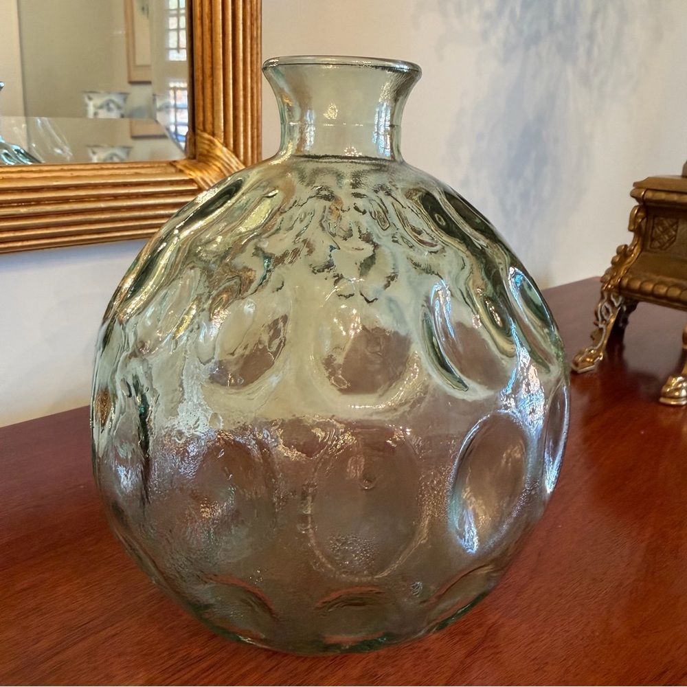 Textured Recycled Glass Bubble Vase Seafoam Green Coastal Decor